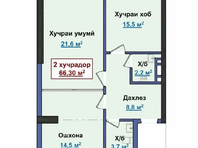 2-комн. квартира, 17 этаж, 66 м², ГУЛИСТОН, Душанбе