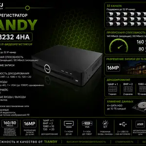 Сетевой видеорегистратор TC-R3232 4HA, Худжанд