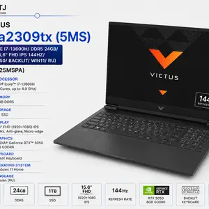 Ноутбук HP Victus 15-fa2309tx 5MS Intel Core i7-13600H/ DDR5 24GB/ SSD 1TB/ 15,6 FHD, Худжанд