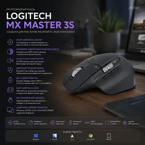 Беспроводная мышь Logitech MX Master 3S Performance Mouse 8K DPI Graphite, Душанбе
