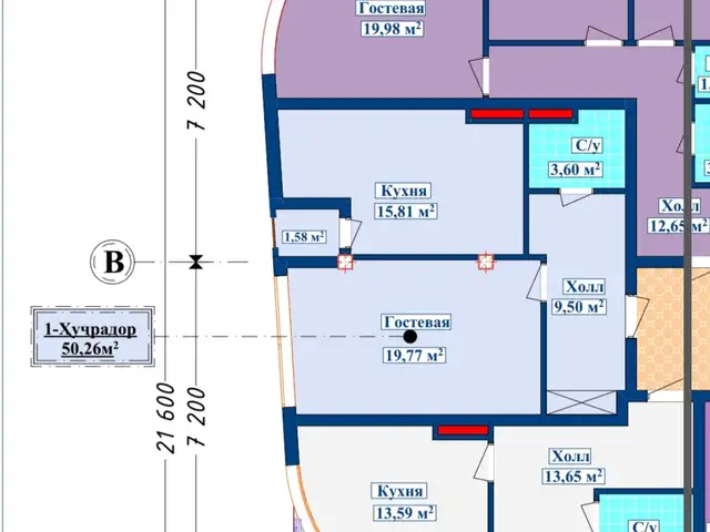 1-комн. квартира, 6 этаж, 50 м², И.Сомони, Душанбе