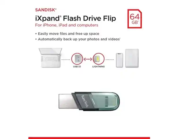 Флеш накопитель для iPhone SanDisk iXpand Flash Drive Flip 64GB, Душанбе