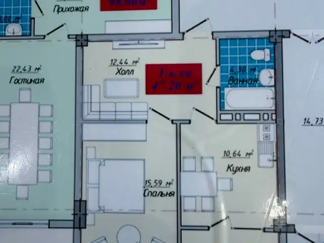 1-комн. квартира, 9 этаж, 47 м², 8 мкр, Худжанд - 9