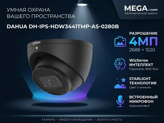 Камера внутренняя IP Dahua DH-IPS-HDW3441TMP-AS-0280B, Худжанд