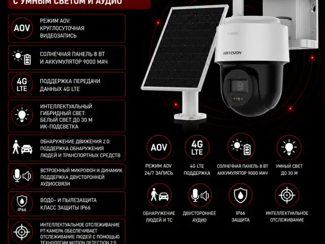 Камера солнечная Hikvision DS-2CFSP4/4G 2.8mm O-STD/EU, Худжанд