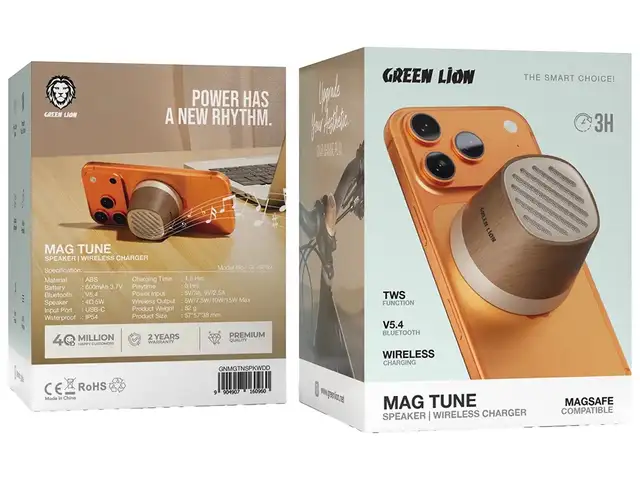 Bluetooth-колонка + беспроводная зарядка Green Lion Mag Tune Mini Speaker & Wireless Charger, Душанбе
