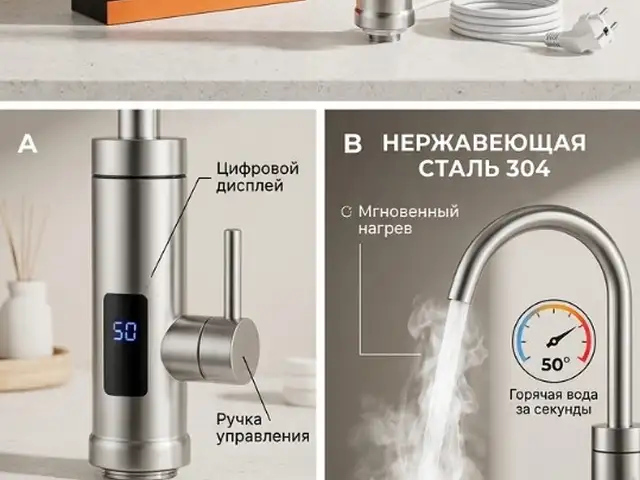 Проточный водонагреватель RX-016 с цифровым дисплеем, Душанбе