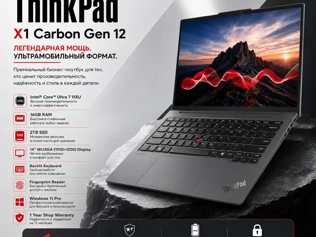 Ноутбук Lenovo ThinkPad X1 Carbon Gen 12 Ultra 7 16ГБ 2ТБ Win11 Pro, Душанбе