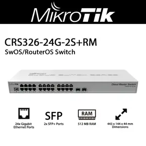 Управляемый коммутатор CRS326-24G-2S+RM - 24x Gigabit + 10G SFP+, Хуҷанд