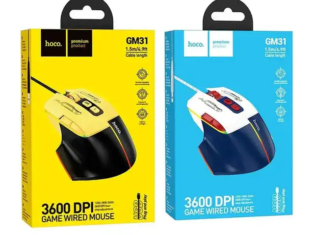 Игровая мышь Hoco 3600 DPI проводная, USB-A оптическая мышь, Душанбе