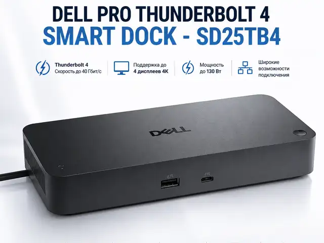 Док-станция Dell Pro Thunderbolt 4 Smart Dock SD25TB4, Душанбе