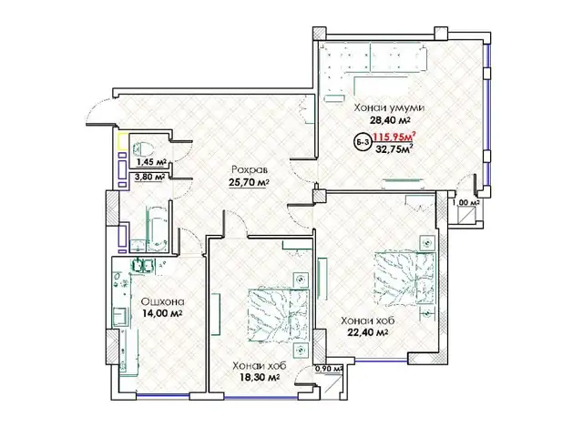 3-комн. квартира, 14 этаж, 116 м², н.Исмоили Сомони,Спартак кольцевой пивзавод, Душанбе