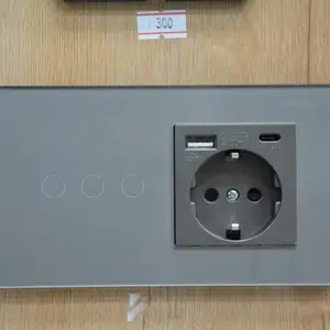 Умный 3 клавишный выключатель с розеткой Zigbee, Душанбе