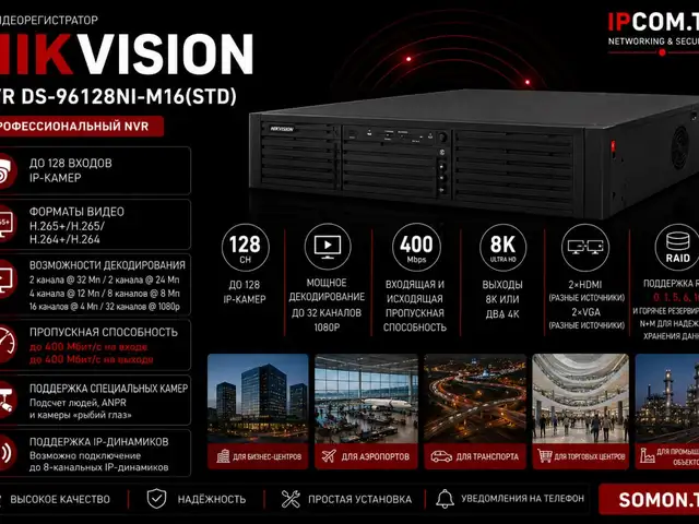 Видеорегистратор IP Hikvision NVR DS-96128NI-M16 STD, Худжанд