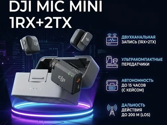Беспроводной микрофон DJI Mic Mini 1RX+2TX, Худжанд
