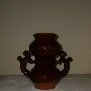 Винтажная керамическая ваза-амфора с ручками, СССР майолика, Душанбе