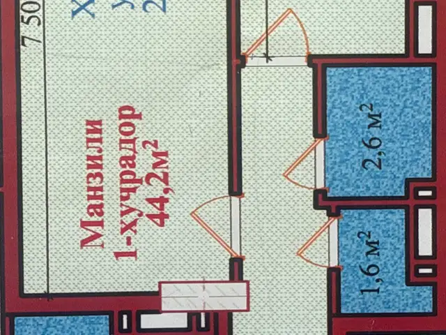 1-комн. квартира, 14 этаж, 44 м², гардиши Ленинград, Рӯдакӣ