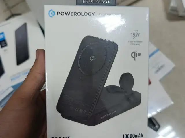Зарядная станция с аккумулятором 10000 мAh Powerology Kickvolt Qi2 3 In 1 Magsaf, Душанбе