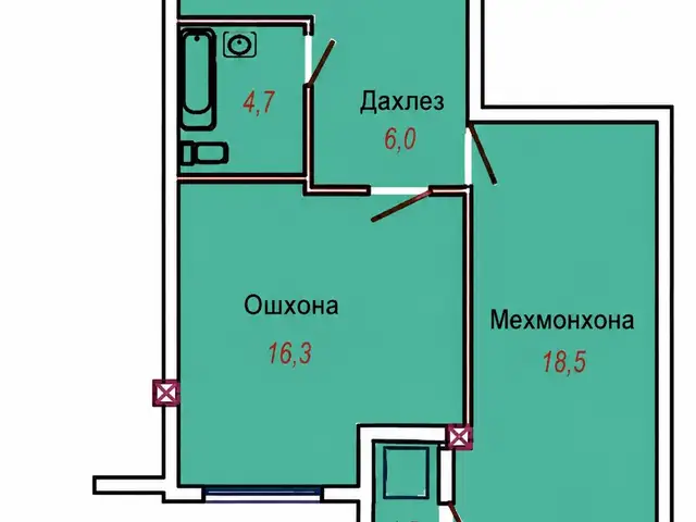 1-комн. квартира, 9 этаж, 58 м², Опера балет, Душанбе