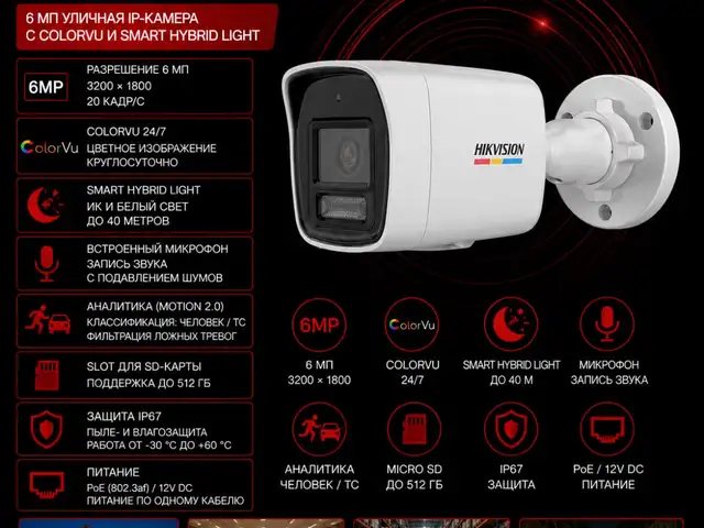Камера наружная IP Hikvision DS-2CD1067G2H-LIUF 4mm O-STD, Худжанд