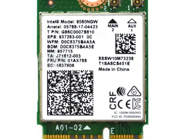 Wi-Fi карта Intel Wireless-AC 9560NGW | M.2 | Dual Band | Bluetooth 5.0, Душанбе