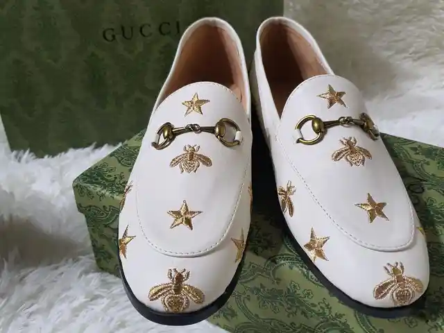 Белые кожаные мокасины Gucci, Душанбе