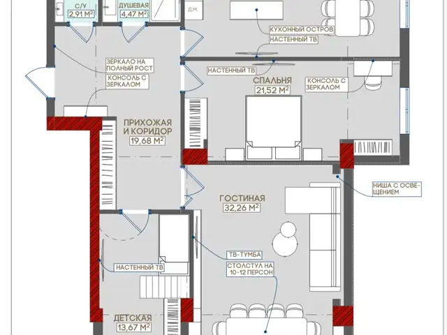 3-комн. квартира, 2 этаж, 121 м², Исмоили Сомони, Душанбе - 6