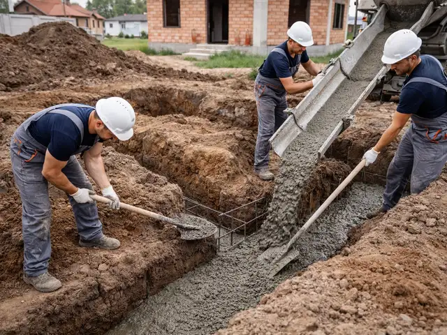 Копка траншеи и заливка фундамента, Душанбе