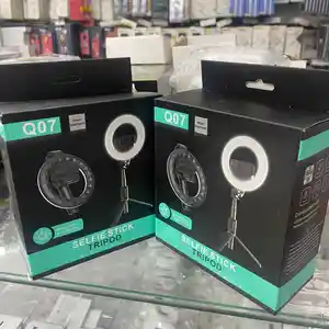 Штатив-монопод Selfie Stick Tripod Q07 с кольцевой LED лампой 16см, Душанбе