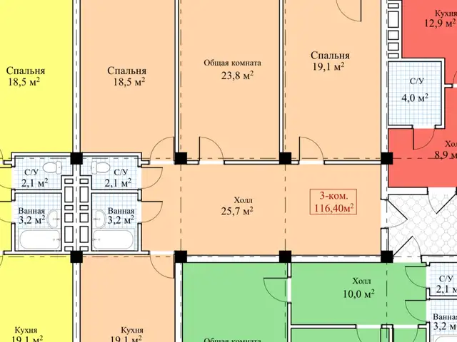 3-комн. квартира, 7 этаж, 116 м², 33 мкр, Худжанд - 2