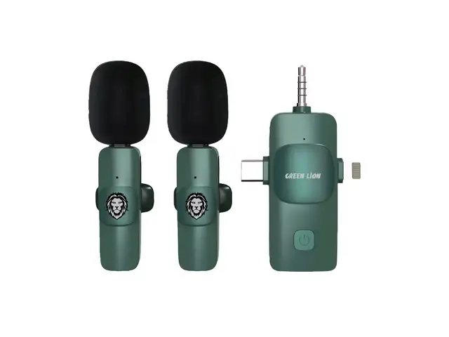 3 в 1 микрофон Green Lion 3 IN 1 Microphone Type-C / Lightning / Aux зеленый, Душанбе