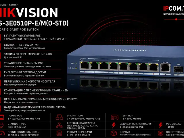 PoE-коммутатор Switch POE Gigabit Hikvision DS-3E0510P-E/M O-STD, Хуҷанд