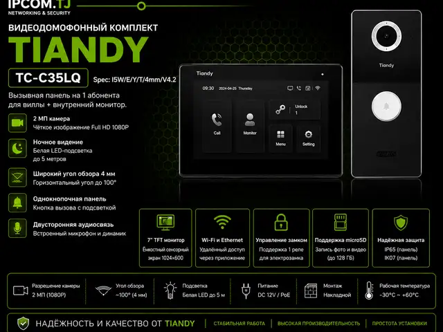Вызывная панель TC-C35LQ Spec I5W E Y T 4mm V4 2, Худжанд