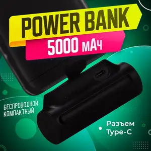 Внешний аккумулятор Power Bank_USB Type-C_Lightning, 5000 мАч, черный, Душанбе