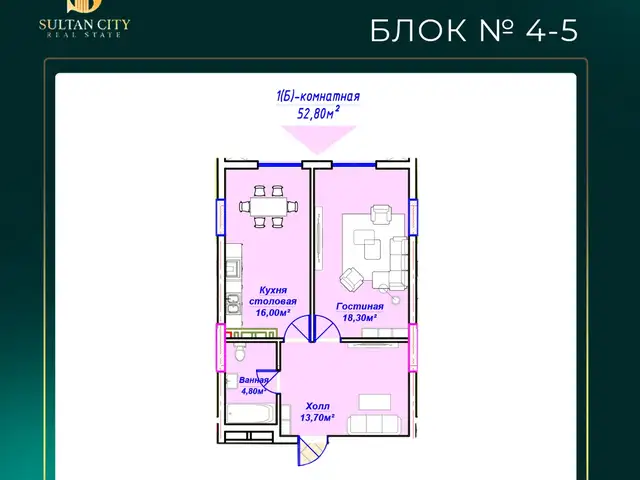 1-комн. квартира, 7 этаж, 52 м², 14 микрорайон (Хитой бозор), Бохтар (Курғон-Теппа)