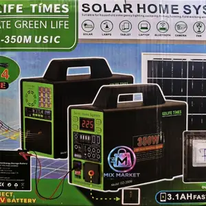 Солнечная домашняя система 350W|75W панель, 4 лампы, прожектор | 220V AC., Душанбе