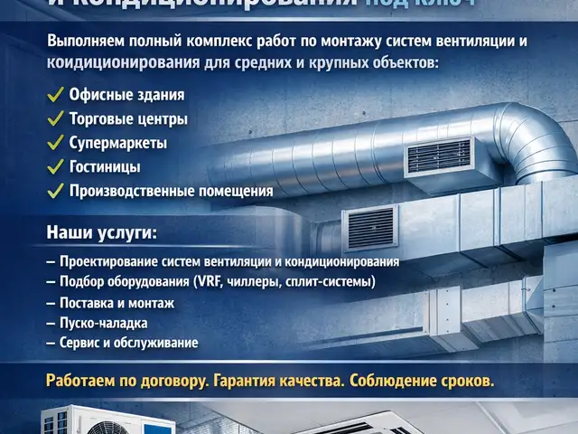 Установка вентиляции и кондиционирования под ключ, Душанбе