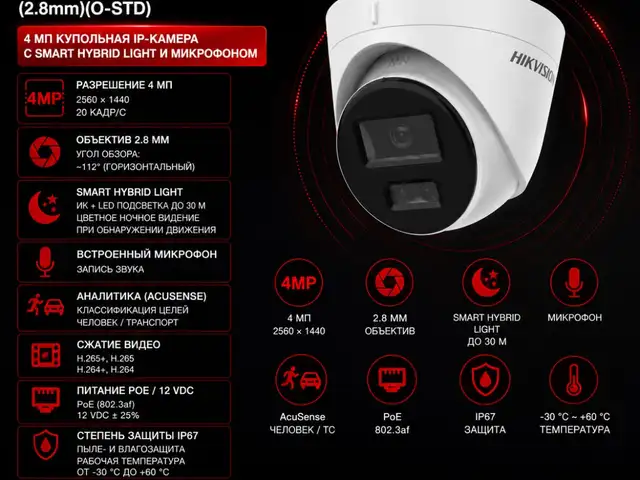 Камера внутренняя IP Hikivision DS-2CD1343G2-I 2.8mm O-STD, Худжанд
