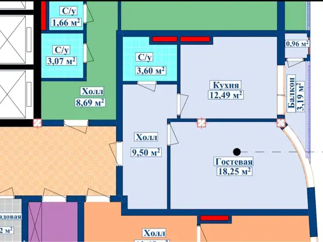 1-комн. квартира, 15 этаж, 48 м², И Сомони Славянский , Душанбе