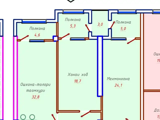 3-комн. квартира, 11 этаж, 117 м², Ашан, Душанбе