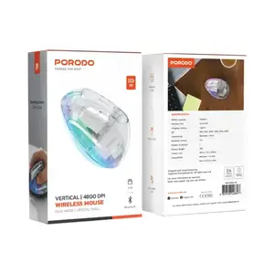 Мышь Porodo Vertical 4800 DPI Wireless Mouse Transparent, Душанбе