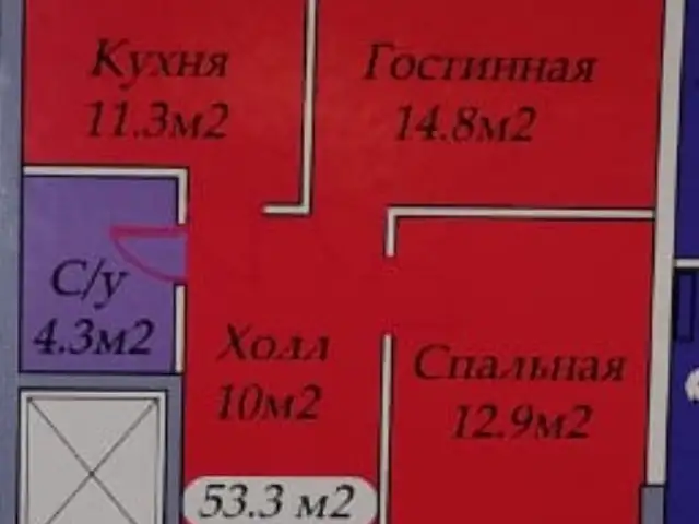 2-комн. квартира, Цокольный этаж, 53 м², 18 мкн, Худжанд