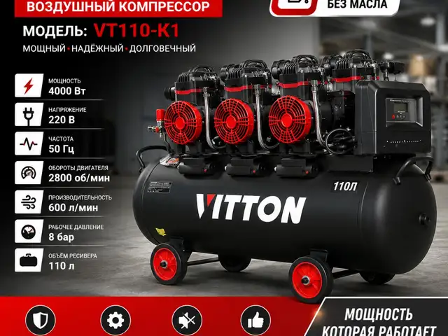 Компрессор VITTON 110L без звука, Душанбе