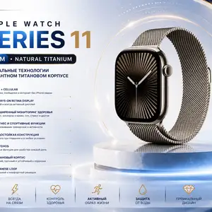 Смарт-часы Apple Watch Series 11 42мм Titanium GPS, Cellular, MF8P4LW, Душанбе