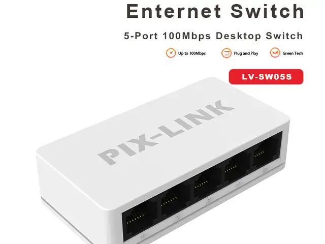Портативный коммутатор PIX-LINK с 5 портами Ethernet 100 Мбит/с, работающий по п, Душанбе