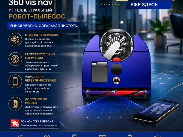 Робот-пылесос Dyson 360 Vis Nav с интеллектуальной навигацией, Версия Hong Kong, Душанбе