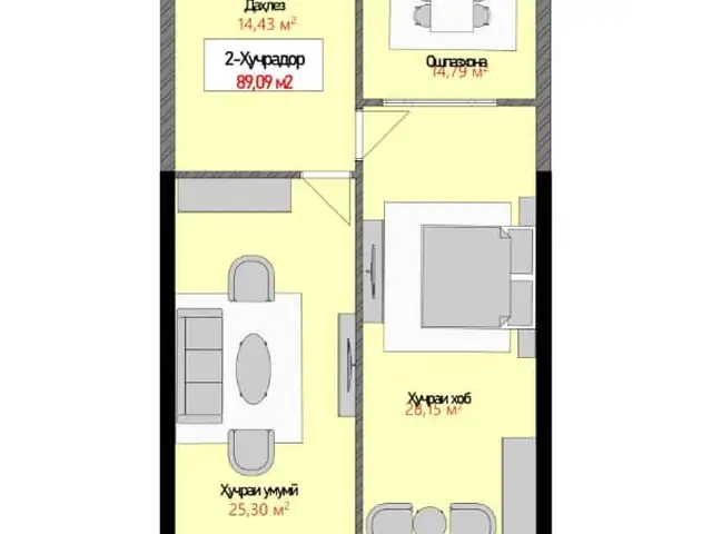 2-комн. квартира, 16 этаж, 89 м², Сино, Душанбе