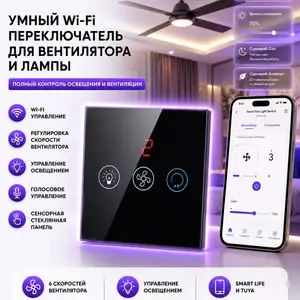 Умный WiFi переключатель для потолочного вентилятора и лампы, Душанбе
