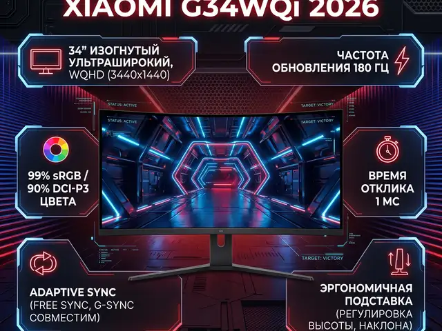 Ультраширокий изогнутый игровой монитор Xiaomi Curved Gaming Monitor G34WQi, Душанбе