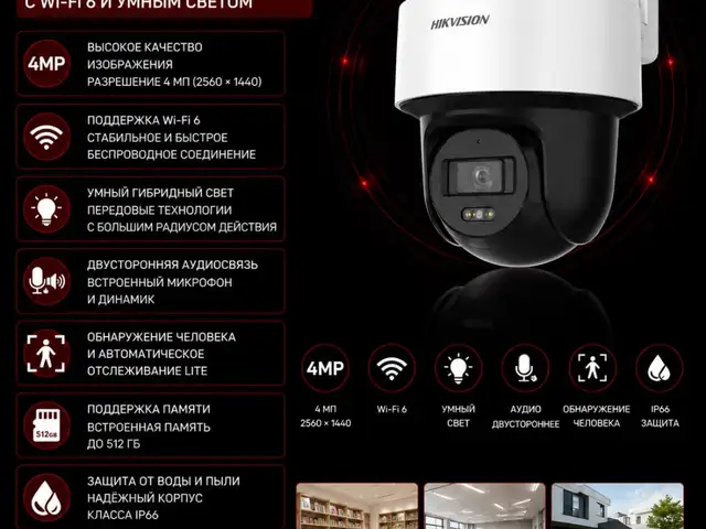 Камера поворотная IP Hikvision DS-2DE2C400MWG/W 2.8mm O-STD EU, Худжанд